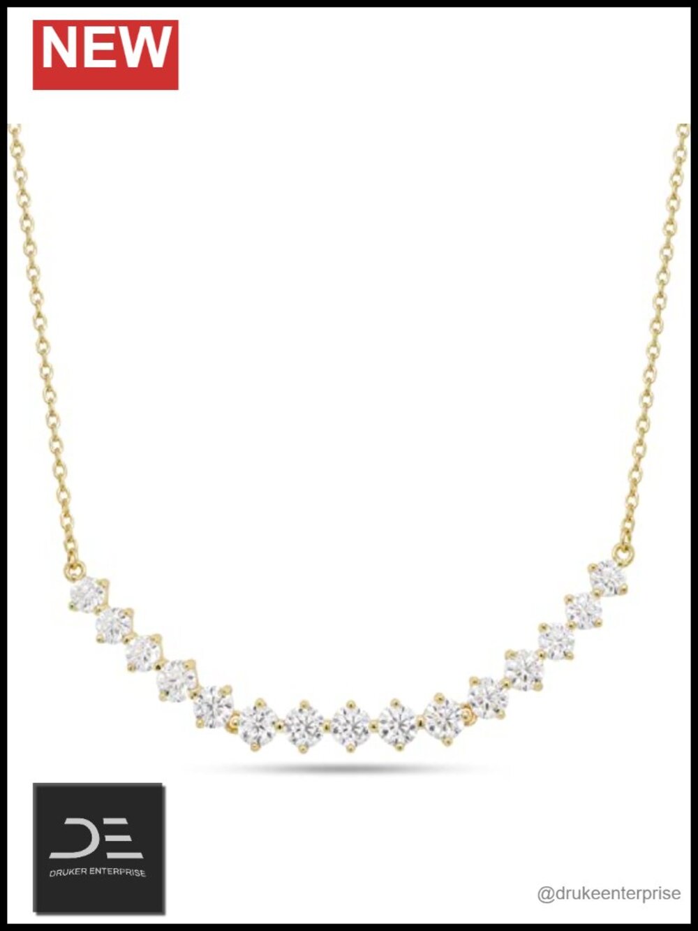 3 1/5 ct Moissanite Diamond Bib Necklace, 14k Gold Over Sterling Silver, Round